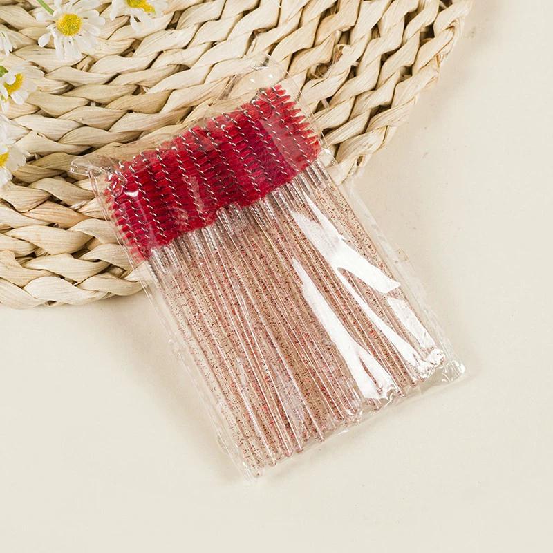 50 Pièces Brosses Jetables pour Extensions de Cils Sourcils Cils Goupillons Baguettes de Mascara Avec Étui de Rangement Outils de Maquillage de Beauté
