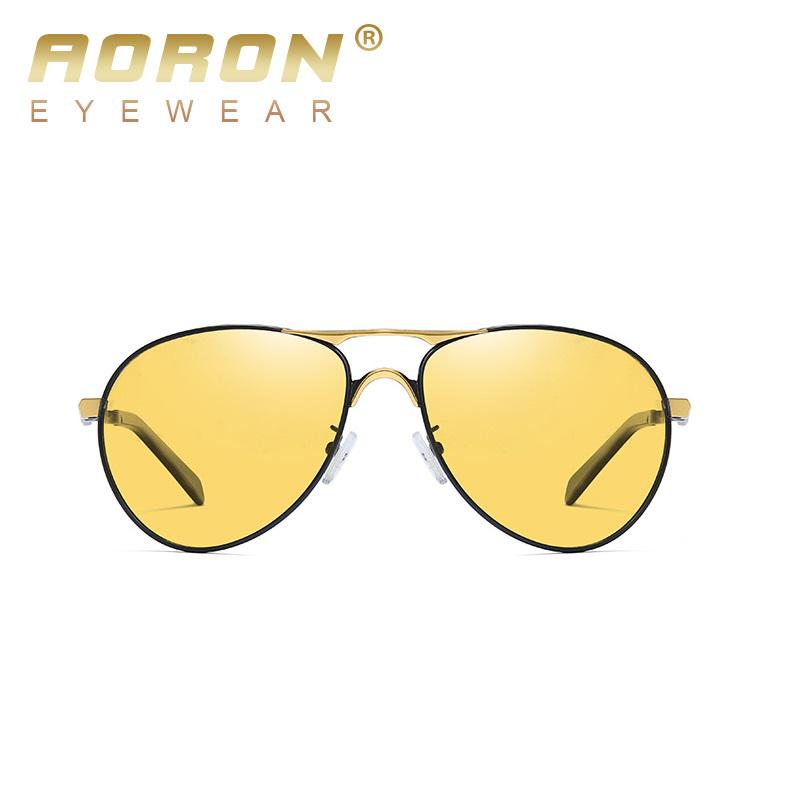 aoron Metal Frame Night Vision Photochromic Polarized Sunglasses for Men Women Night Driving Glasses