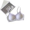Traceless small breasts gather lace V-neck close double breasts waffle large breasts show small bra thin
