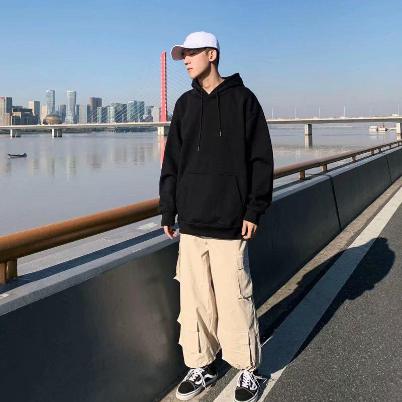 Men's Loose Fit Hooded Sweatshirt, New 2025 Style, Light Gray, Casual Jacket for Spring/Autumn/Winter
