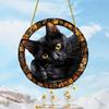 Artistic Black Cats Theme Acrylic Hanging Wreath Decorative Piece For Indoor and Outdoor Use Home Wall Window Ornament