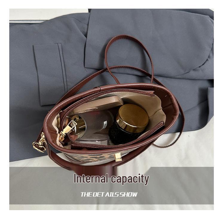 Geantă tote crossbody de damă cu imprimeu leopard la modă pentru toamna/iarna 2024