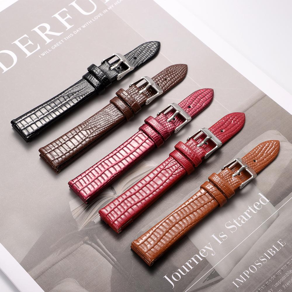 8mm 10mm 12mm 14mm 16mm Mode Echsenstruktur Armband Ultra-dünnes Universelles Uhrenarmband Dornschließe Uhrarmband für Damen Armband