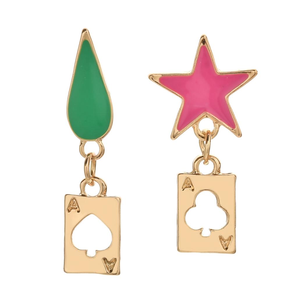 Anime HUNTER Hisoka Cool Poker Pendant Earrings Cosplay Jewelry Accessories