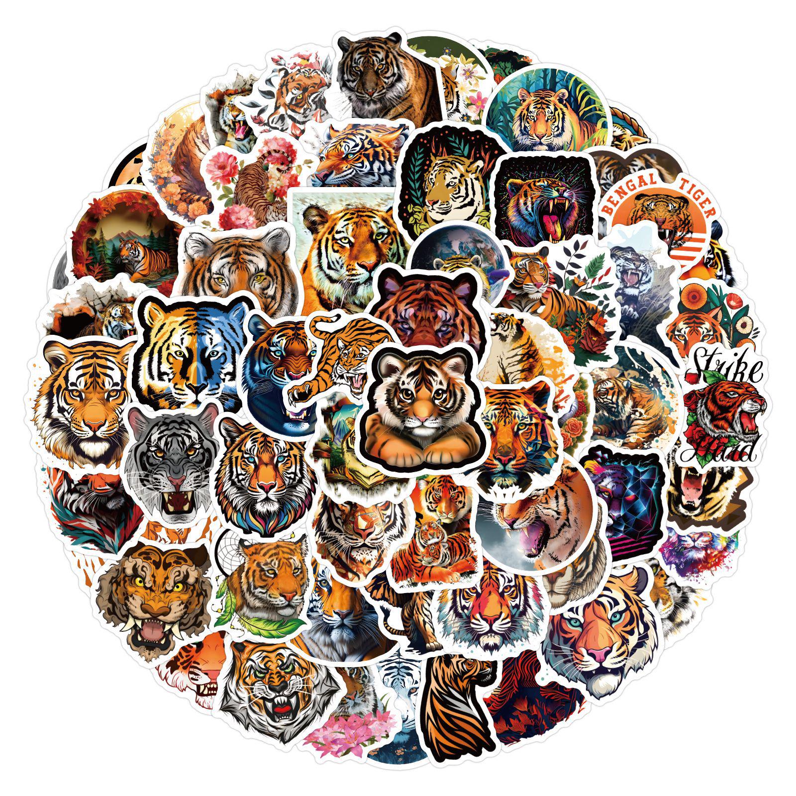 

120 Sheets Tiger Cartoon Graffiti Stickers for Skateboards, Water Bottles, and Planners