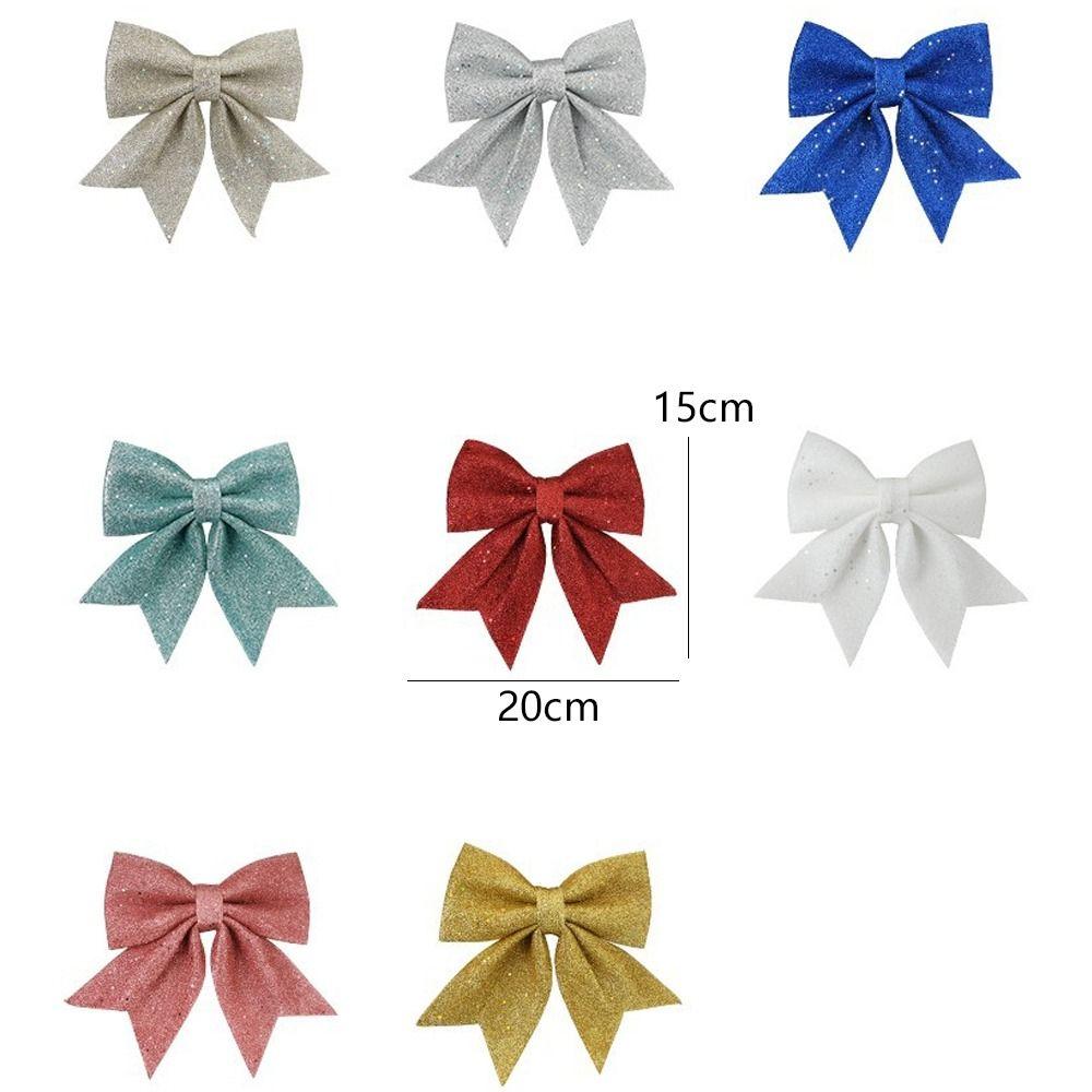 2pcs 20cm Sparkling Glitter Christmas Bow  Holiday Indoor Outdoor Decorations