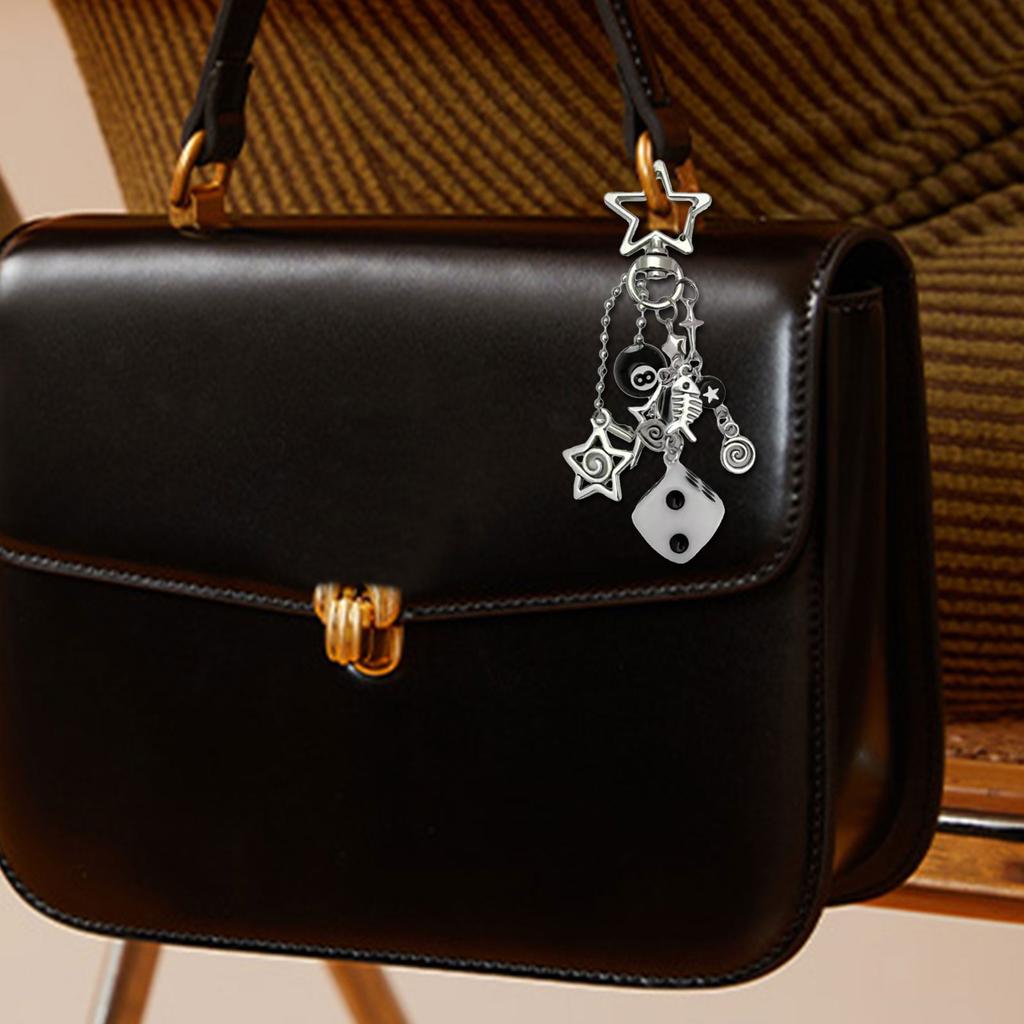 Practical Unique Star Black Eight Keychain With Dices Designs Accessory for Trendy Adults and Game Enthusiasts