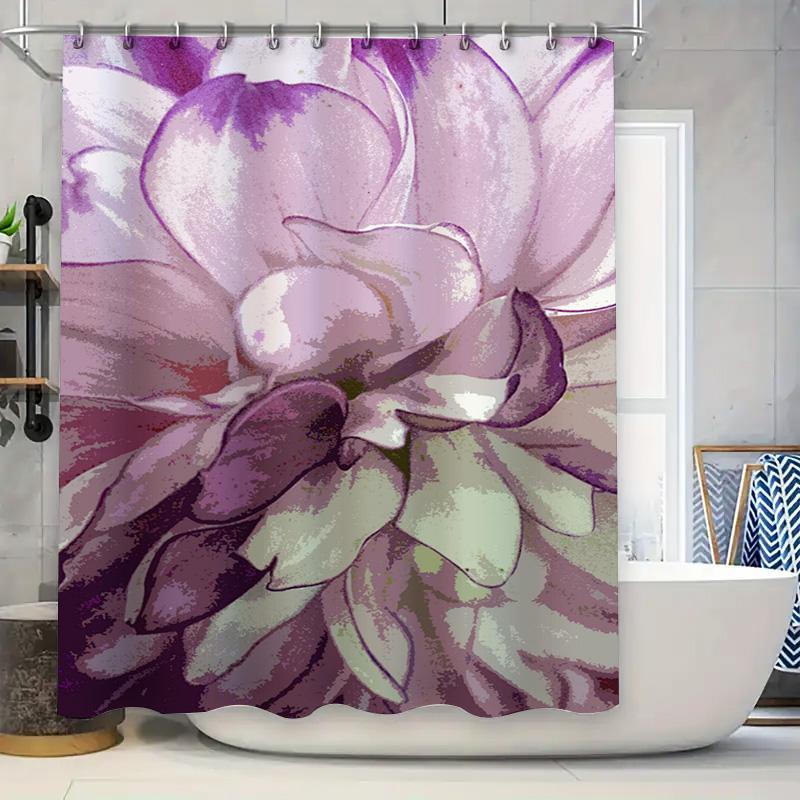 

Vibrant Bloom Shower Curtain Lavender Floral Design for Bathroom Decorations. 90x180cm
