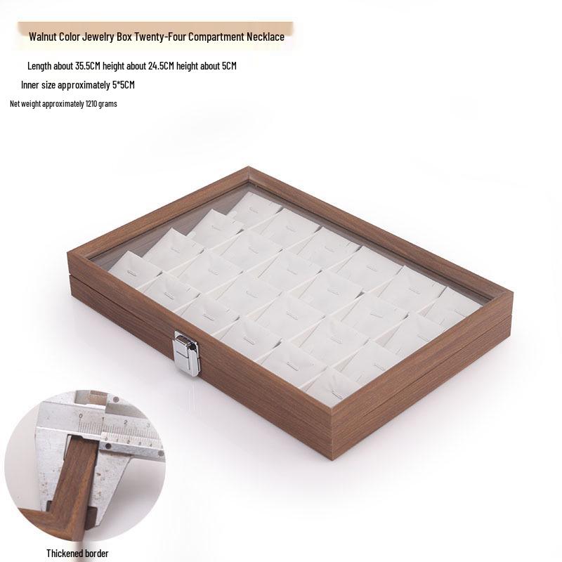 Schmuckschatulle aus Walnussholz mit weißem Leder und Deckel, staubdichte Aufbewahrung für Ohrringe, Ringe, Halsketten und Armbänder.