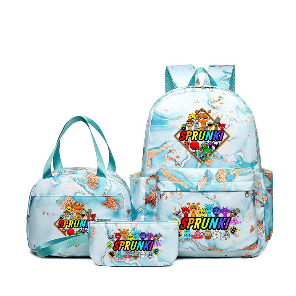 Rhythm Box Music Game Heat Transfer Backpack Sprunki Primary and Secondary School Students Children's Cute Schoolbag Three-piece Set