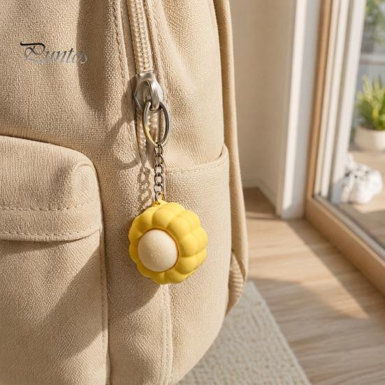 Soft Texture Keychain Corn Shape Fidget Toy, 3D Printed Decompression Button Pendant, Pendant Stress Relief Smooth Keyring, for Students Adults