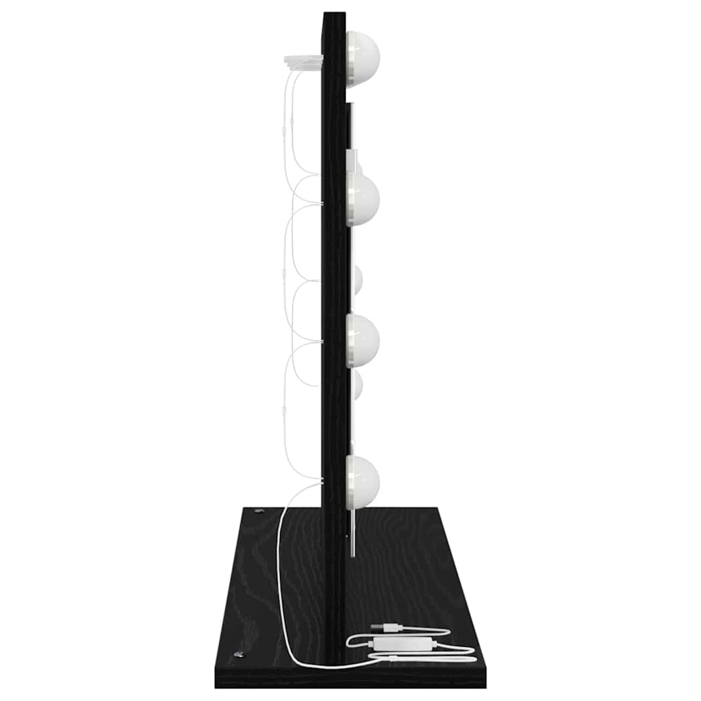 Black Oak Effect Washbasin Mirror 60 x 45 x 18 cm
