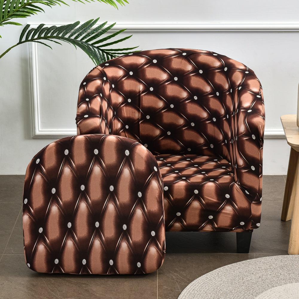 Printing Single Club Chair Cover Sofa Cover Full-covering Protective Cover Semi-circular Bathtub-shaped Sofa Cover Cushion