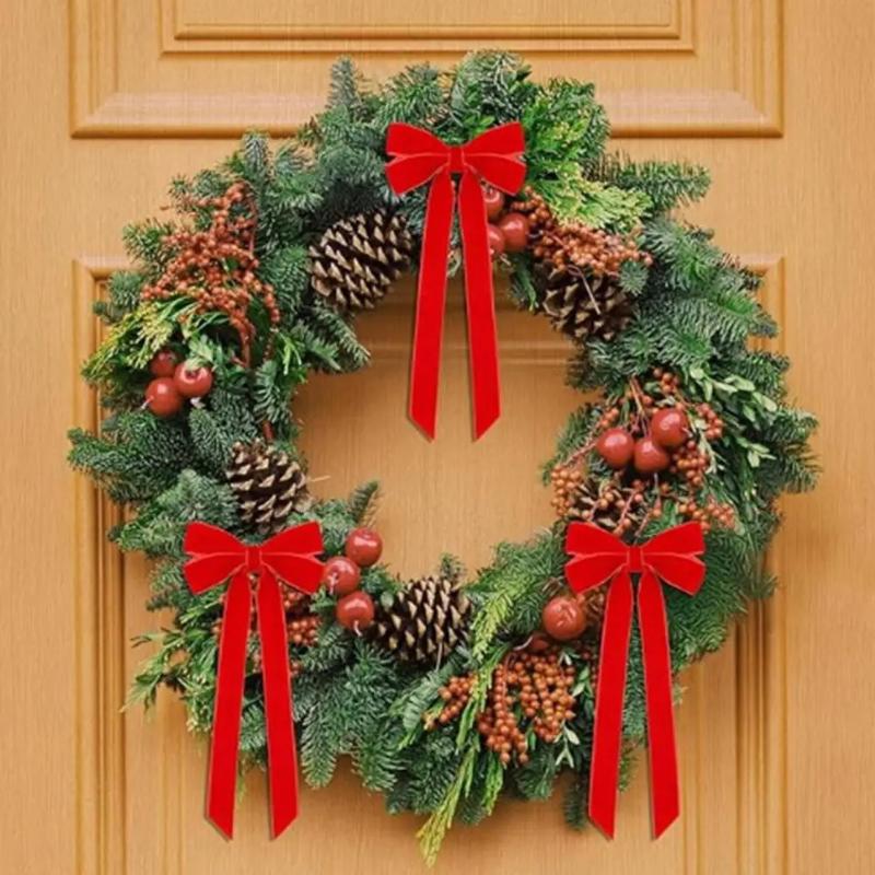 10 Buc Arcuri de Brad de Crăciun din Catifea Roșie - Arcuri Festive din Panglică pentru Coronițe de Sărbători, Decorațiuni și Artizanat Rustic Finisaj Lucios