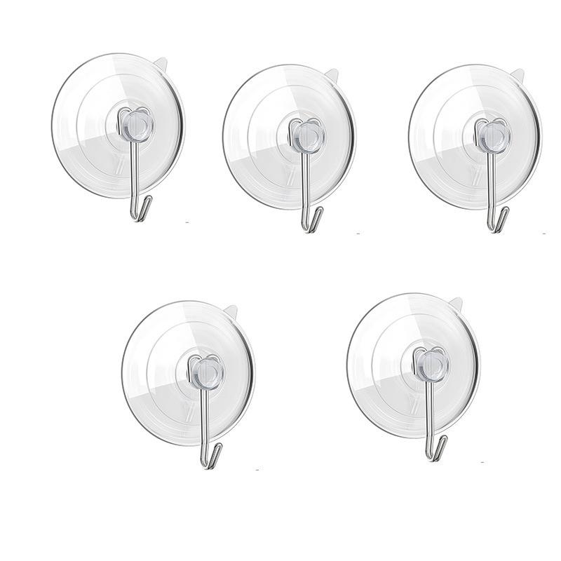 10/5Pcs Suction Cup Hooks Transparent Strong Suction Cup Holder with Metal Hooks Wall Hooks Towel Hanger Home Kitchen Bathroom