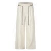 Mens Loose Fit Linen Cotton Blend Casual Pants With Drawstring Waist Straight Leg Streetwear Style