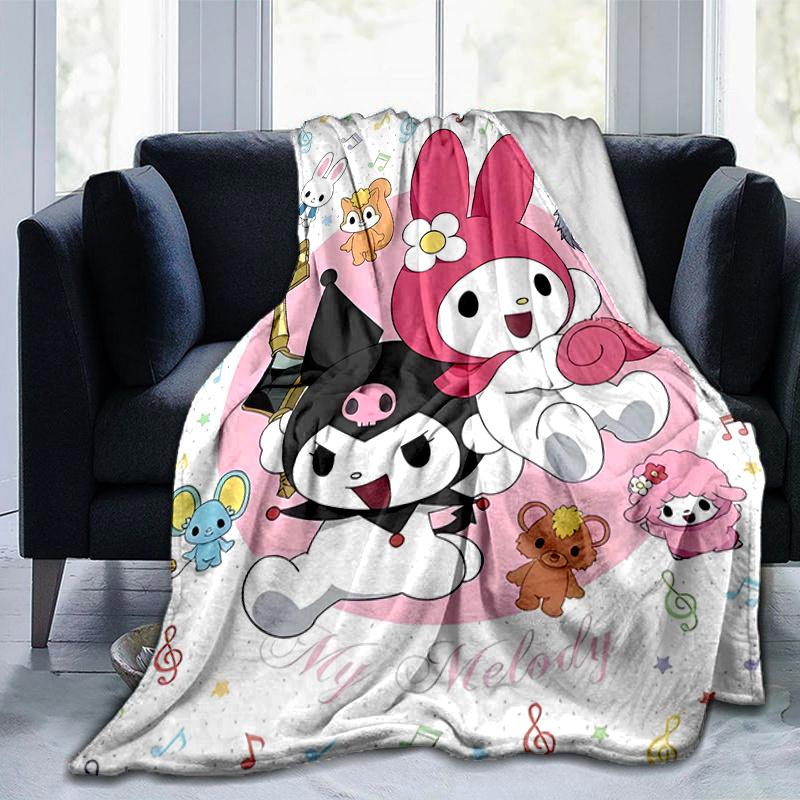 1pc My Melody and Friends Blanket, Soft Throw for Room Decor, Perfect Gift for Family and Friend, Seasonal Use Home Decoration, Cozy Bedding Accessory