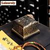Antique Zinc Alloy Square Incense Burner Heart Sutra Plate Censer Burner Holder Aromatherapy Furnace Tea Room Study Tea Ceremony