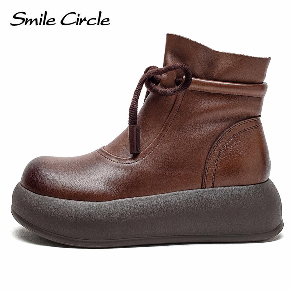 Damen-Stiefel aus echtem Leder, seitlicher Reißverschluss, Plateau-Stiefeletten, lässige Mode, dicker Boden