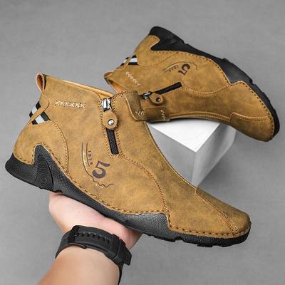 Autumn Octopus Leather Casual Sneakers Men Fashion Mens High Top Shoes Leather Moccasins Comfortable Loafers Shoes for Men 2024