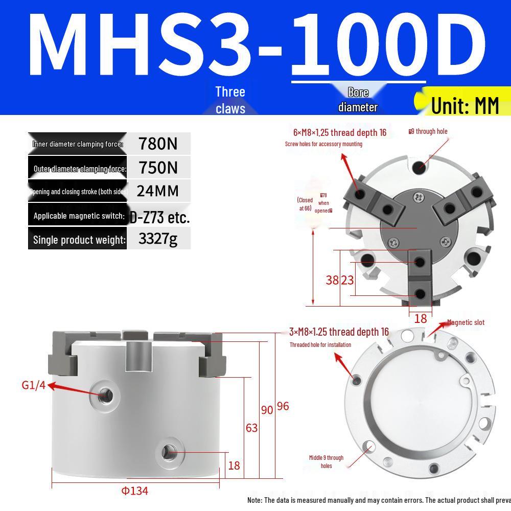 SMC Pneumatic Gripper Fingers: Two-Jaw, Three-Jaw, Four-Jaw MHS2/3/4-16D/25D/40D/50/63D