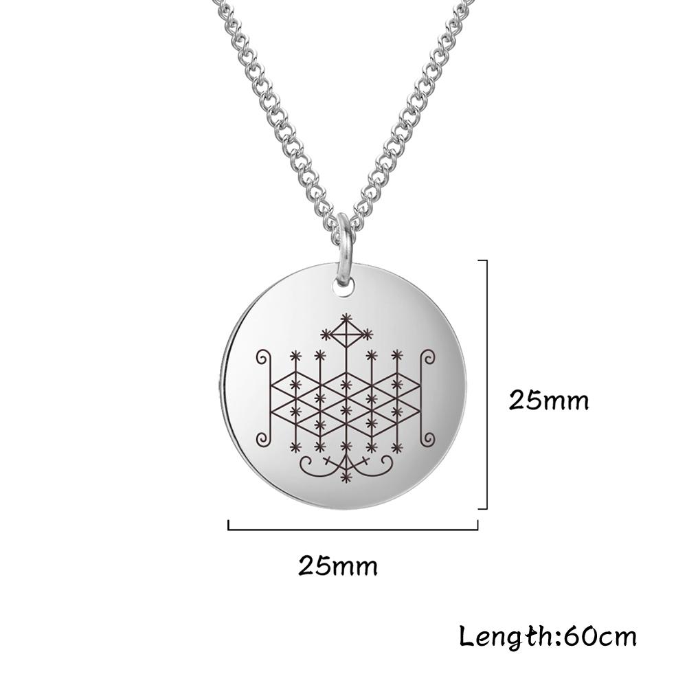 Dawapara Veve of Ogoun ( Ogun ) Voodoo Amulet Pendant Necklace Stainless Steel Jewelry Talisman Necklaces