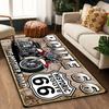 Vintage Route 66 Motorcycle Rug Washable Non Slip Floor Mat for Living Room Office Biker Gift Idea
