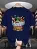 Unisex Red Tee Ice Cold Beer Bottles Retro Letter Food Graphic Print Crew Neck Short Sleeve Summer Casual Male Cotton Street Top