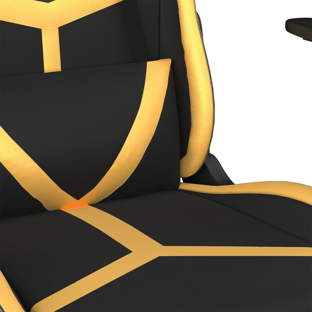 Vidaxl Gaming Chair, Black-Gold, Faux Leather