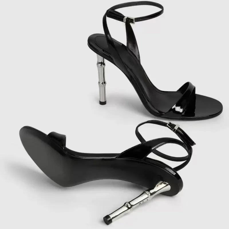 Sexy Black Heels Women Summer Open Toe Round Toe Designer Sandals Luxury Banquet Elegant Naked Strap Party Pumps Sandalias Mujer
