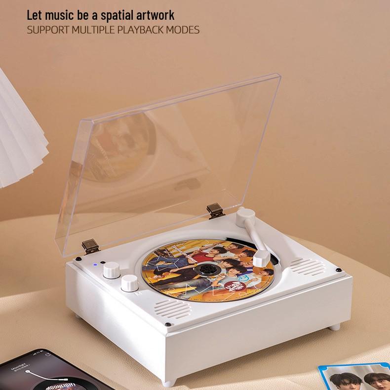 In Stock Portable Retro CD Player with Wireless Bluetooth and Record Album Capability