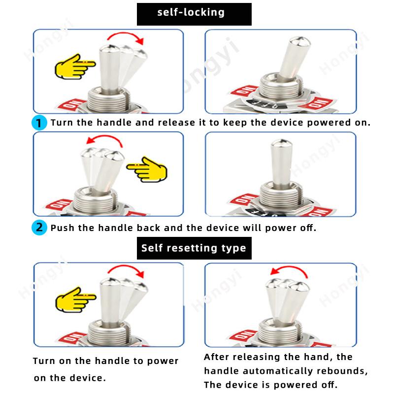 32A250V Switch Silver Dot Rocker Switch 6-pin 3-gear Twist Switch Toggle Switch E-SG1322 1021 1122 1221 1321 SPST Rocker Switch