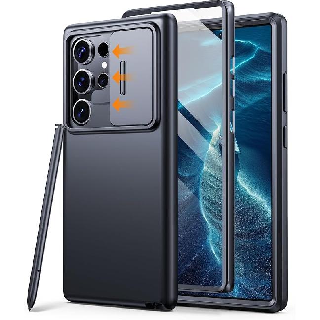 

TONGATE for Samsung Galaxy S24 Ultra Case with Camera Cover, [2 Front Frame & Screen Protector] [Silky Touch] [Military Drop Protection] Shockproof чорний