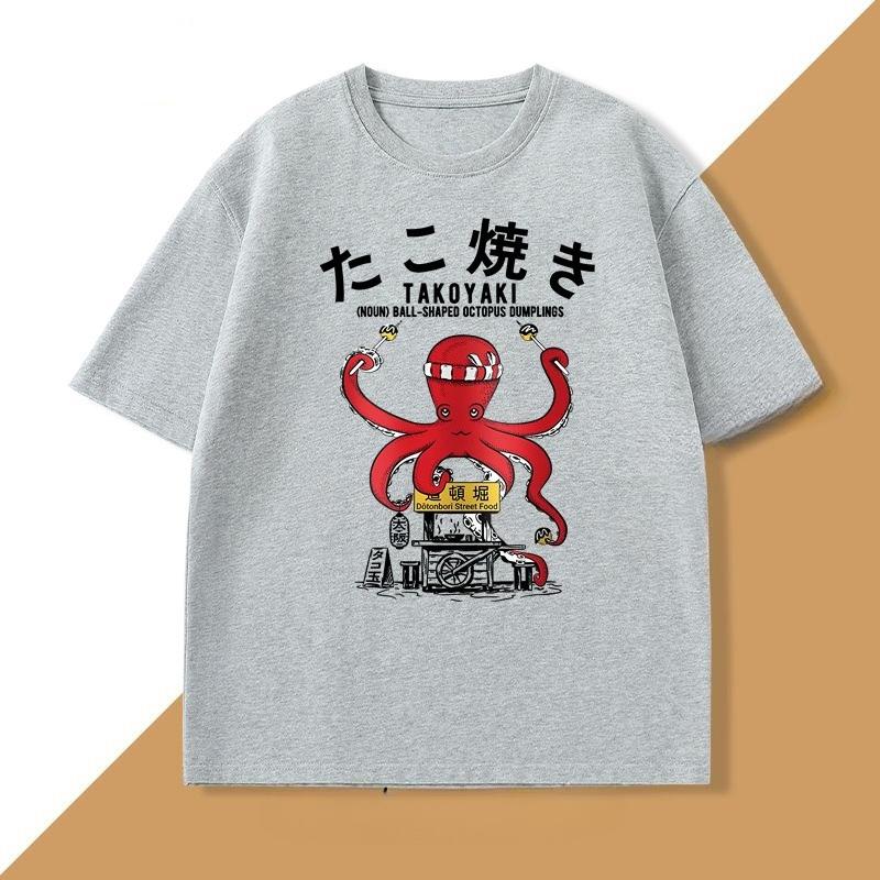 Japanese Takoyaki TShirt Octopus Balls Tshirt Street Food Lover Graphic T Shirts Anime Cotton Loose Top Oversized Clothes Top