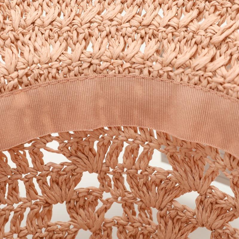 Knitted hollow bucket hat Outdoor portable foldable sunshade basin hat Summer sunscreen woven hat