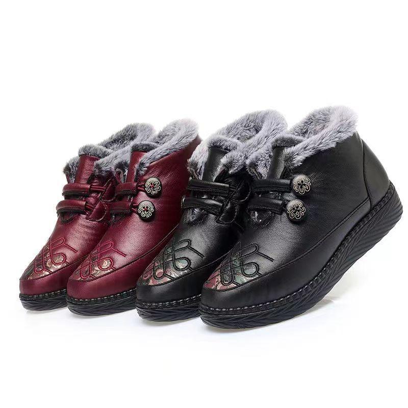 Damen Winter Warme Plüsch Baumwollstiefel Mama Oma Schuhe Rutschfeste Weiche Sohle Dicke Indoor Outdoor Schneestiefel