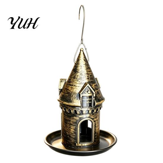 Unique Birding Gift for Men Retro Castle Bird Feeder, Metal Hanging Outdoor Nature Enthusiasts Wild Feeder Garden Backyard Balcony Decor