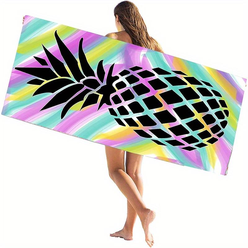 

Beach Towel Colorful Abstract Pineapple Pattern Sun Protection Windproof Suitable for Swimming Pool Camping Travel Blanket W30*H60(CM)