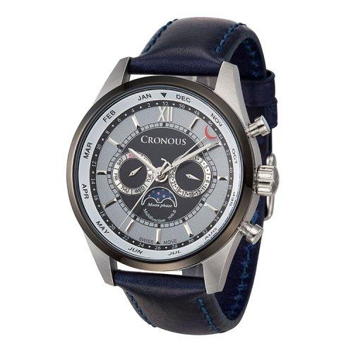 [CHRONOS] Мужские кожаные часы CHRONOS CRD88011A-WTBL FREE