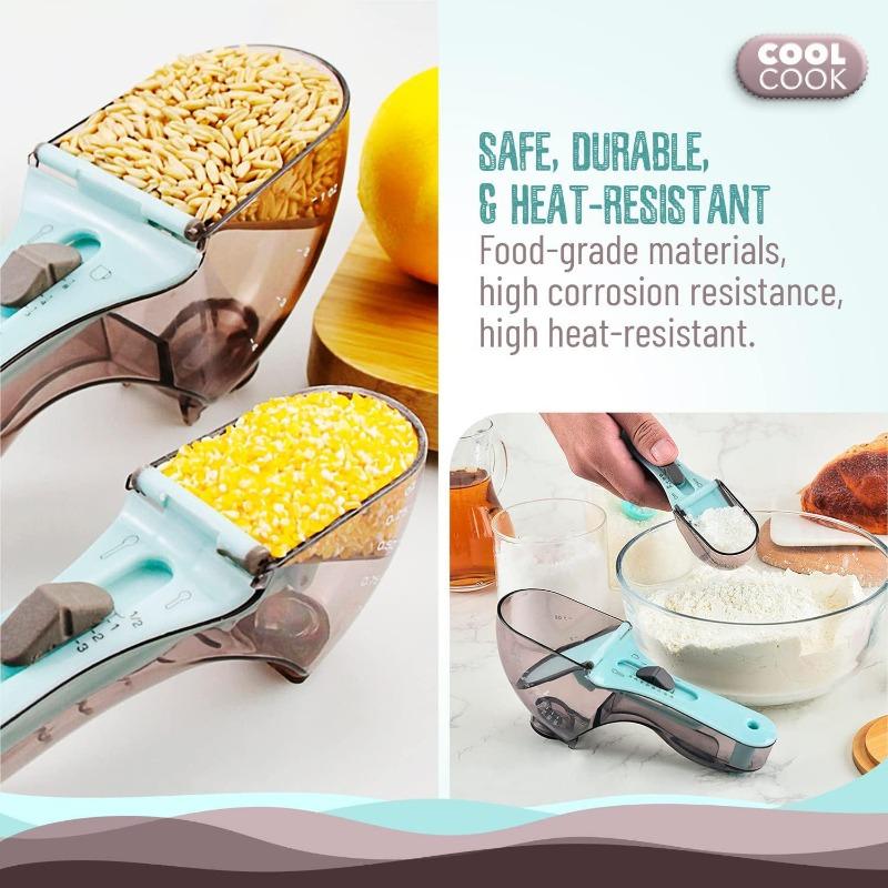 Plastic Measuring Spoon, Adjustable Measuring Spoon, Cup with Scale Kitchen Baking Tool Household Ounces