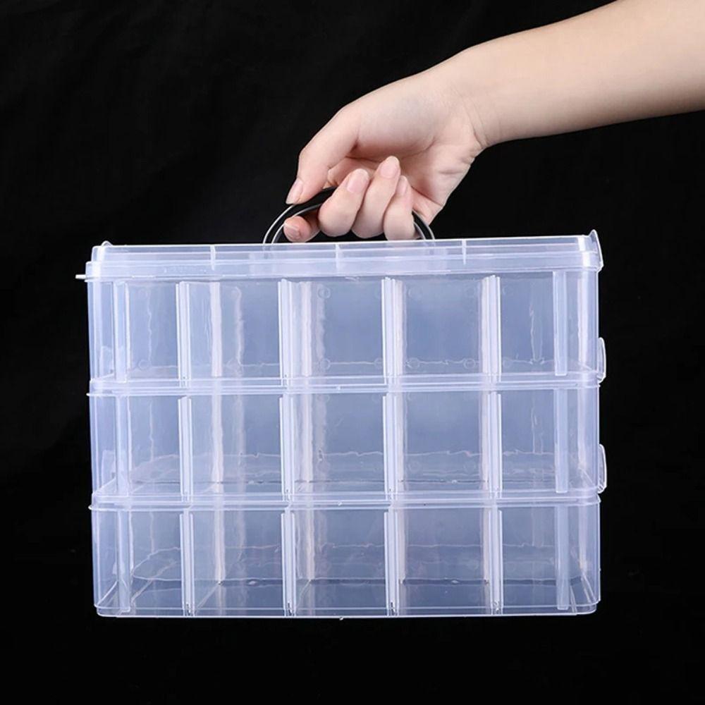 3 Tiers Removable Storage Case Clear with Handle Stackable Storage Container Visible Adjustable Compartments