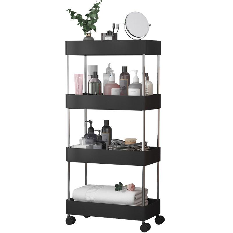 3/4 Tier Rolling Utility Cart Storage Shelf Movable Gap Storage Rack Kitchen Bathroom Slim Slide Organizer Shelf Livingroom Rack