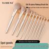 Cangzhou 10-Piece Gilded Wooden Makeup Brush Set - Includes Eyeshadow & Blush Brushes