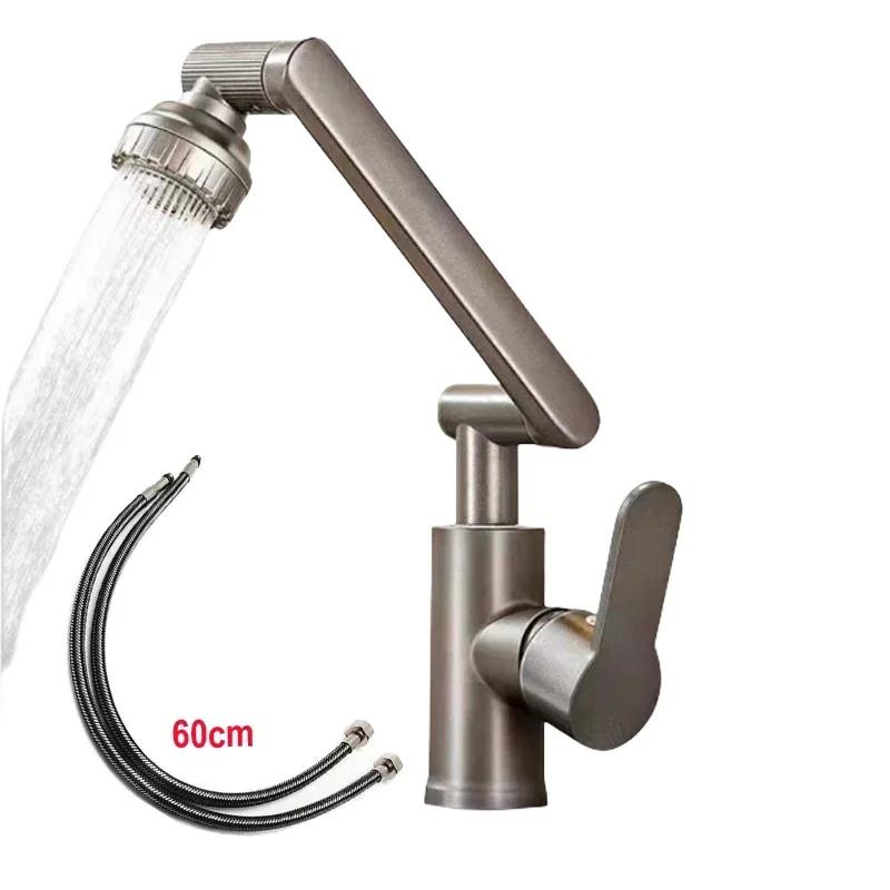 Baterie pentru chiuveta de baie, cu rotatie de 1080 de grade cu apa calda si rece, rezistenta la stropire, robinet pentru amestecare din aliaj, cu un singur mâner.