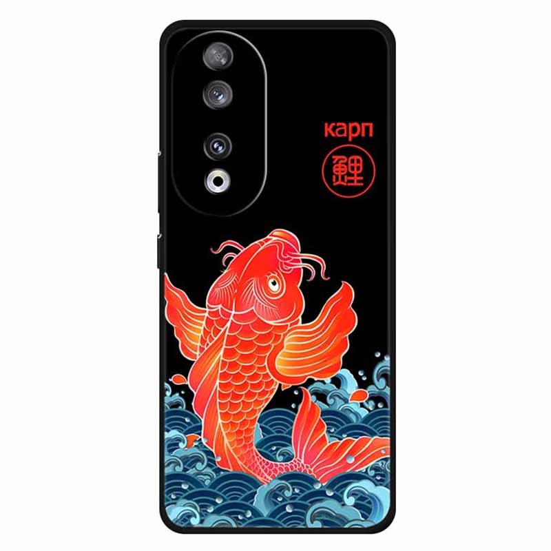 

For Honor 90 Phone Case Chinese Culture Pattern TPU Phone Cover Golden Carp
