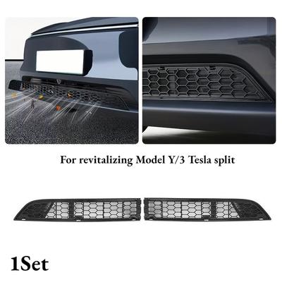 1Set for the Refreshed Model Y/3 Tesla Split Insect Screen, Water Blocking Strip, Air Inlet and Outlet Cover, Detachable Insect Screen