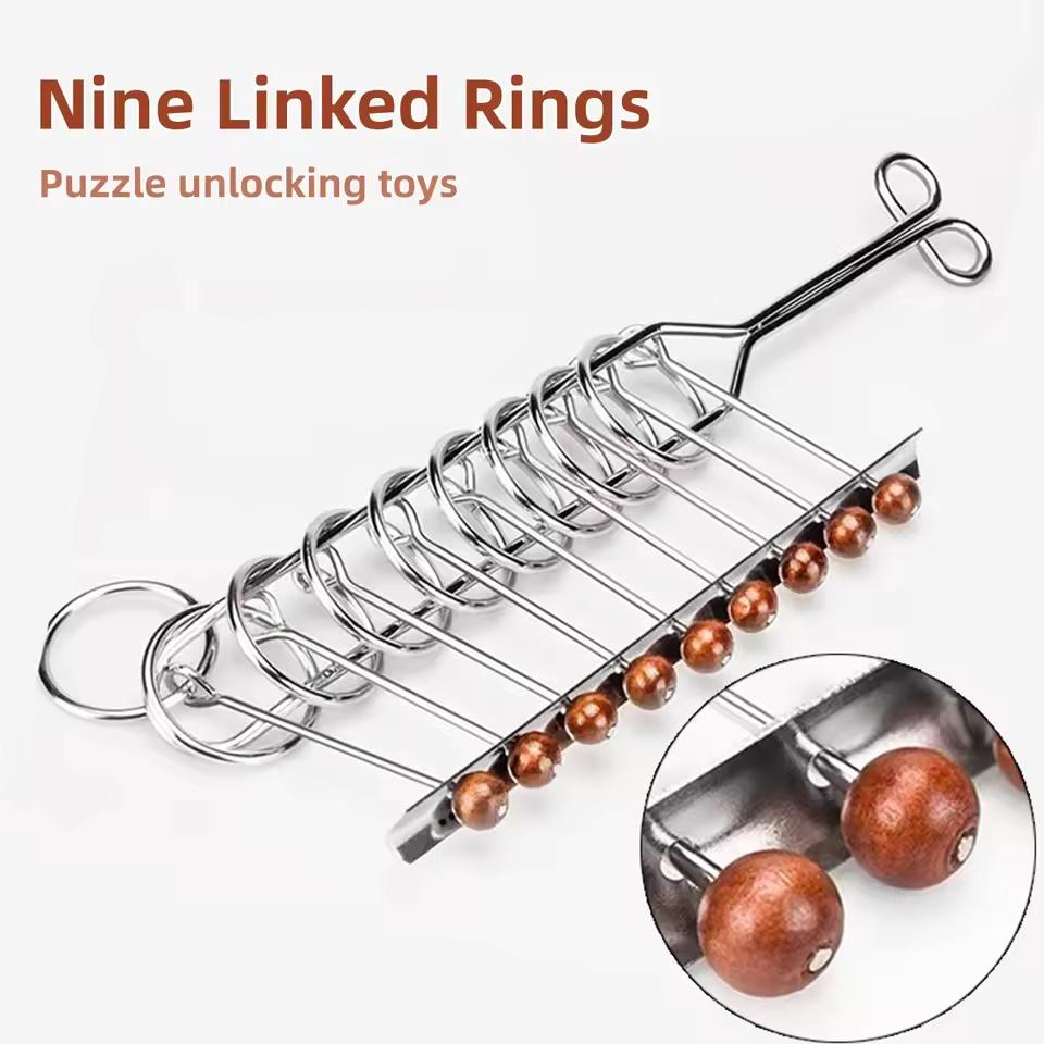 Nine link series puzzle set with 8-piece metal buckle and detachable Buckle adult stress relief toy gift