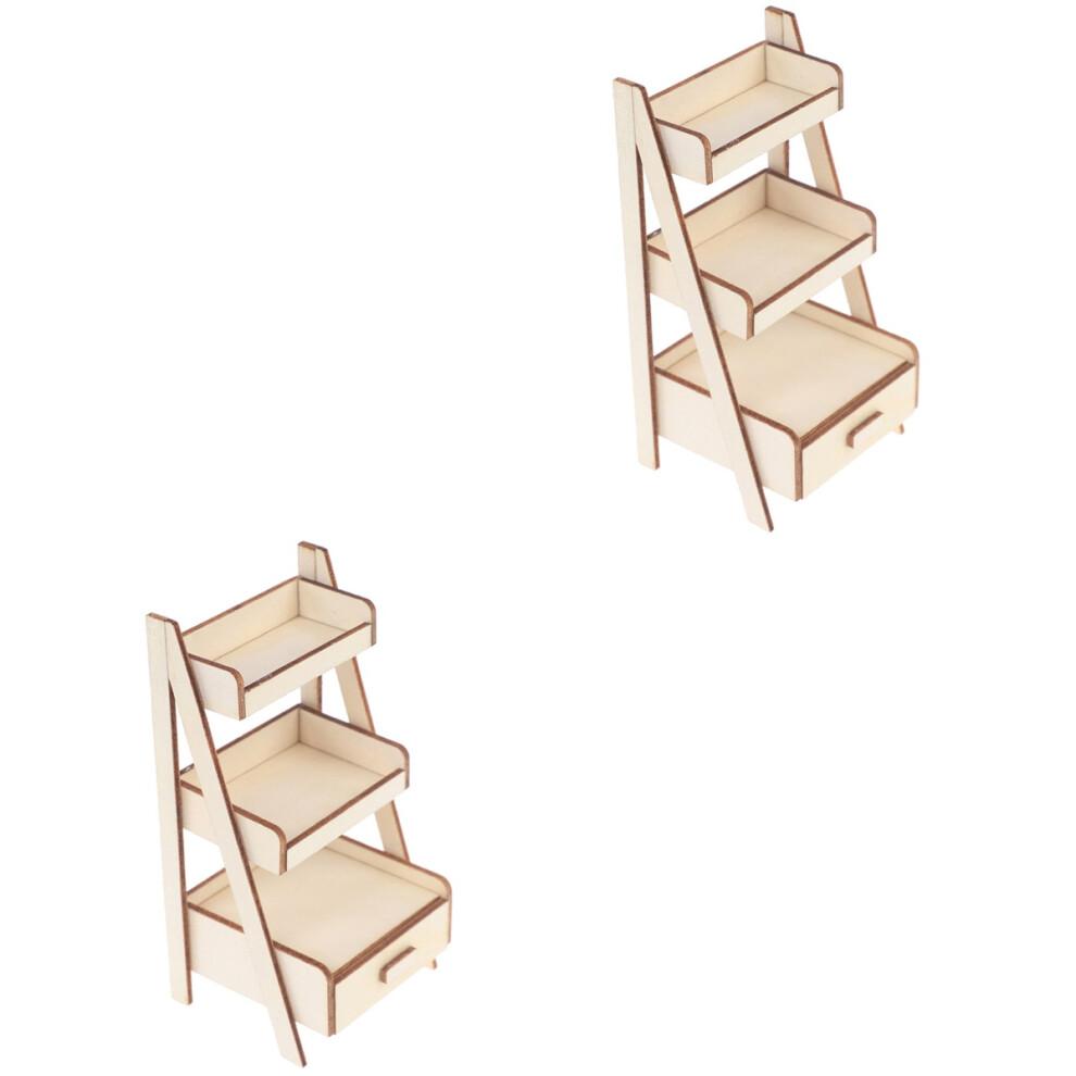 Mini Wooden Flower Stands for 1:12 Dollhouse, 2-Piece