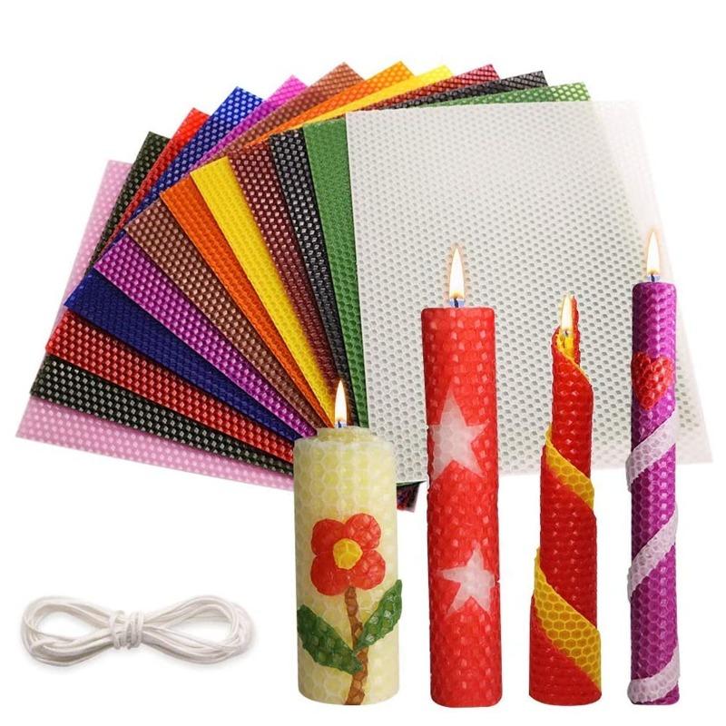 12 Stück 15x20cm Macaron-Farbe Bienenwachs-Blatt Kerzen-Rollenmatte DIY Handgefertigte Kerzenherstellung Geschenkverpackung Dekoration Raumduft