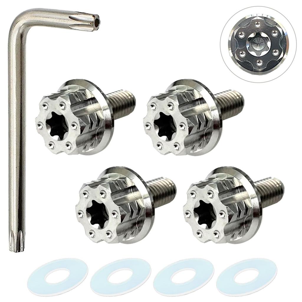 RENPA Titanium Alloy License Plate Bolt Wild Design Vehicle Inspection Compatible (Silver Bolt Length 0.6 inch (15 mm)